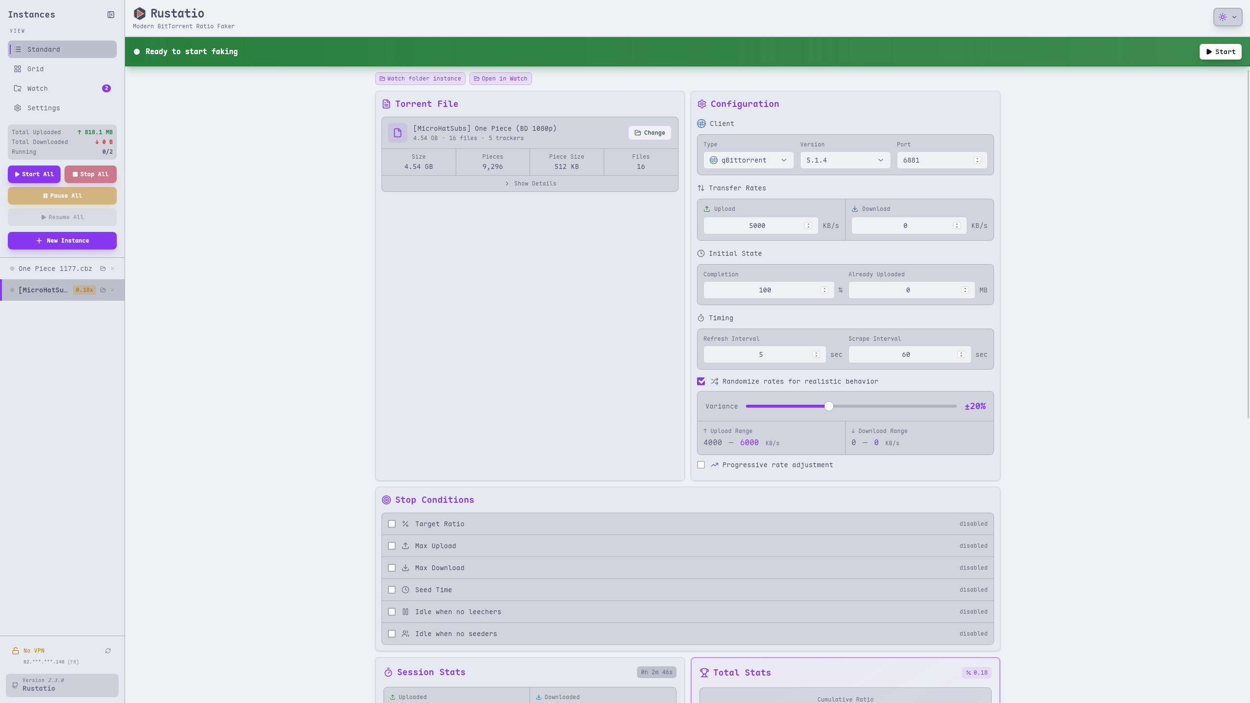Rustatio interface in light theme